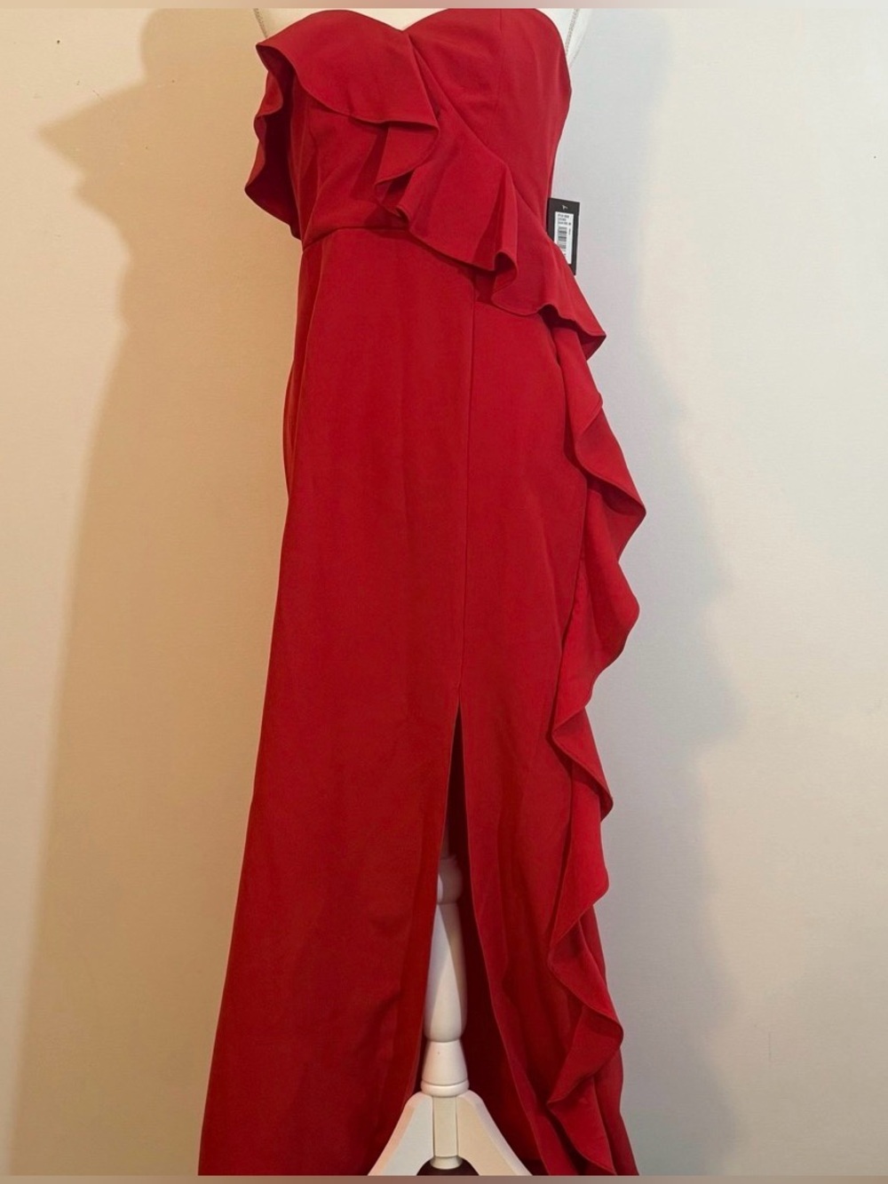 Marina Red Ruffle Long Evening / Party Dress – Size S | NWT
